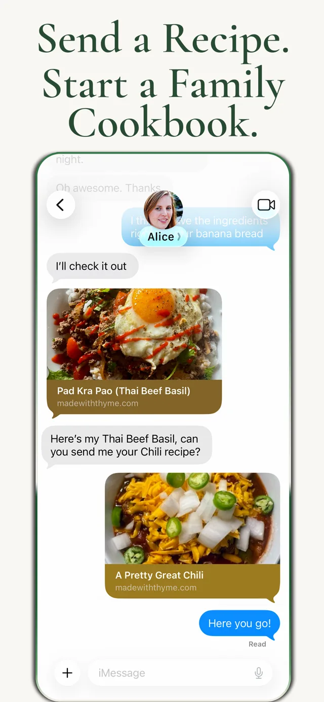 Sending a recipe card